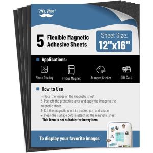 imageMr Pen Flexible Magnetic Sheets with Adhesive Backing 12quot x 16quot 40 Pack Magnet Sheets with Adhesive12 x 16
