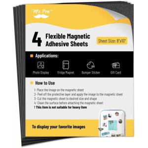 imageMr Pen Flexible Magnetic Sheets with Adhesive Backing 12quot x 16quot 40 Pack Magnet Sheets with Adhesive8 x 10