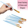 imageMr Pen Artist Paint Brushes for Acrylic Painting 10 pcs Berry Bloom Ergonomic Wooden Handle Synthetic Bristles in Different Sizes ampamp Shapes Watercolor BrushesSky Blue