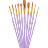 imageMr Pen Artist Paint Brushes for Acrylic Painting 10 pcs Berry Bloom Ergonomic Wooden Handle Synthetic Bristles in Different Sizes ampamp Shapes Watercolor BrushesSoft Purple