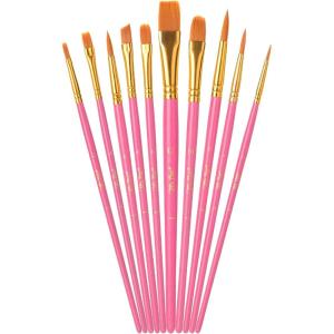 imageMr Pen Artist Paint Brushes for Acrylic Painting 10 pcs Berry Bloom Ergonomic Wooden Handle Synthetic Bristles in Different Sizes ampamp Shapes Watercolor BrushesBerry Bloom