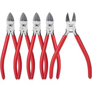 imageMr Pen Wire Cutter 6 Inch 5 Pack Green ampamp Ivory Ergonomic Rubber Handle Spring Loaded Wire Cutters for Crafting Snips Flush Cut Pliers Diagonal Cutting PliersRed  Springloaded
