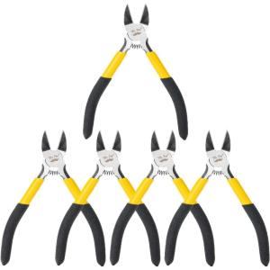 imageMr Pen Wire Cutter 6 Inch 5 Pack Green ampamp Ivory Ergonomic Rubber Handle Spring Loaded Wire Cutters for Crafting Snips Flush Cut Pliers Diagonal Cutting PliersYellow  Springloaded