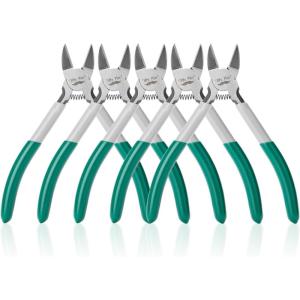 imageMr Pen Wire Cutter 6 Inch 5 Pack Green ampamp Ivory Ergonomic Rubber Handle Spring Loaded Wire Cutters for Crafting Snips Flush Cut Pliers Diagonal Cutting PliersGreen  Ivory  Springloaded