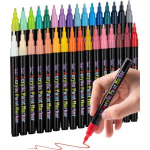 imageMr Pen Acrylic Paint Markers 32 pcs Colorful Acrylic Paint Pens for Rocks Wood Canvas Stone Glass Ceramic Surfaces