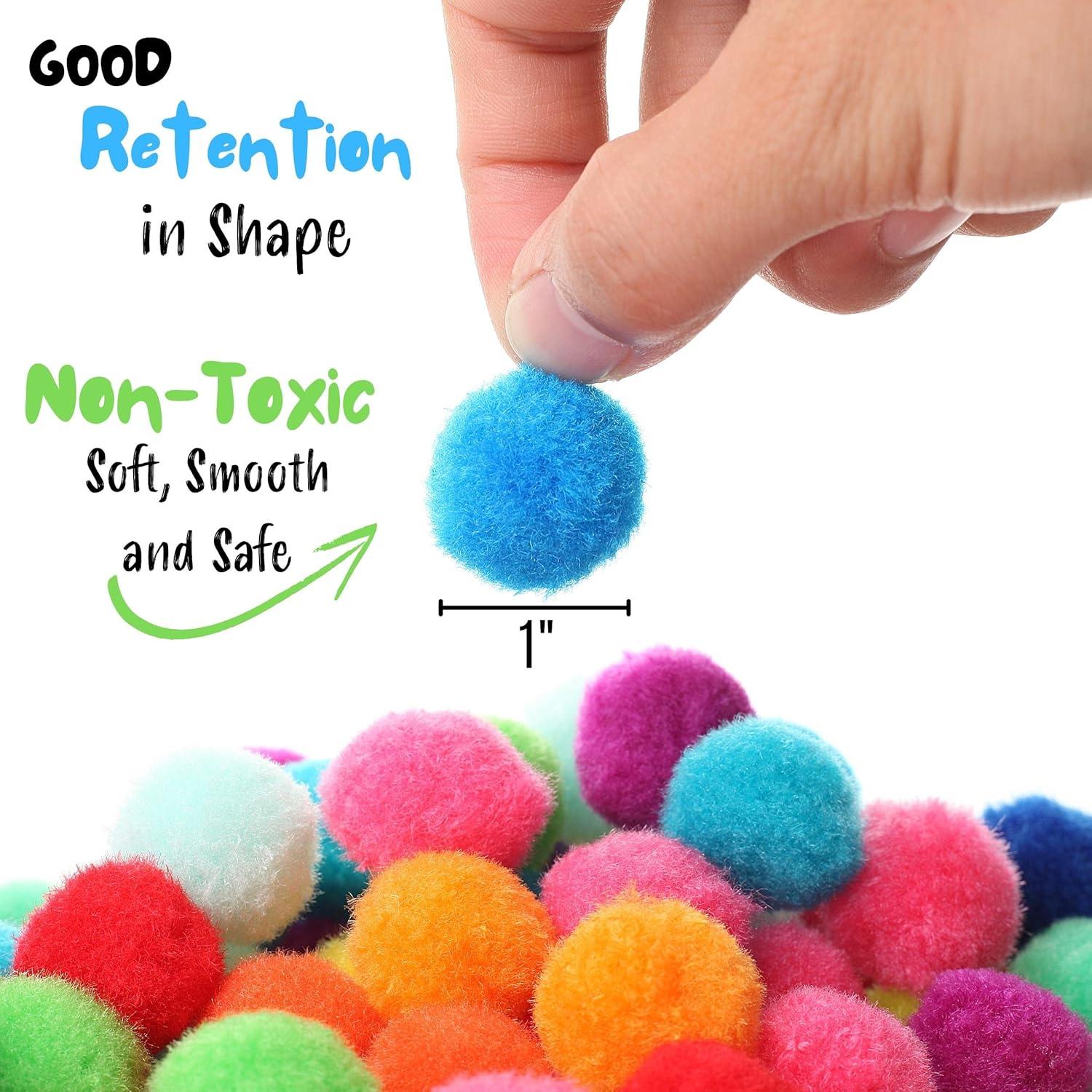 imageMr Pen  250 1 Inch Multicolor Faux Fur Pom Poms ampamp 50 Googly Eyes Craft Pom Poms for DIY Christmas Decor