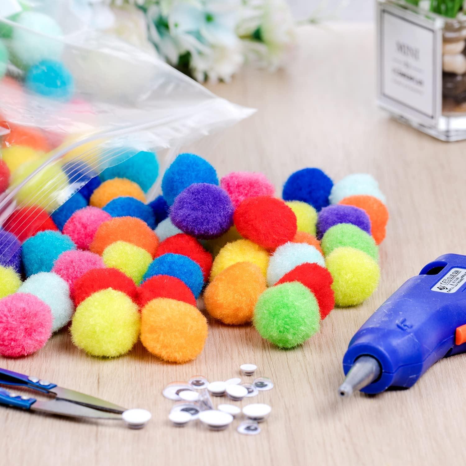 imageMr Pen  250 1 Inch Multicolor Faux Fur Pom Poms ampamp 50 Googly Eyes Craft Pom Poms for DIY Christmas Decor