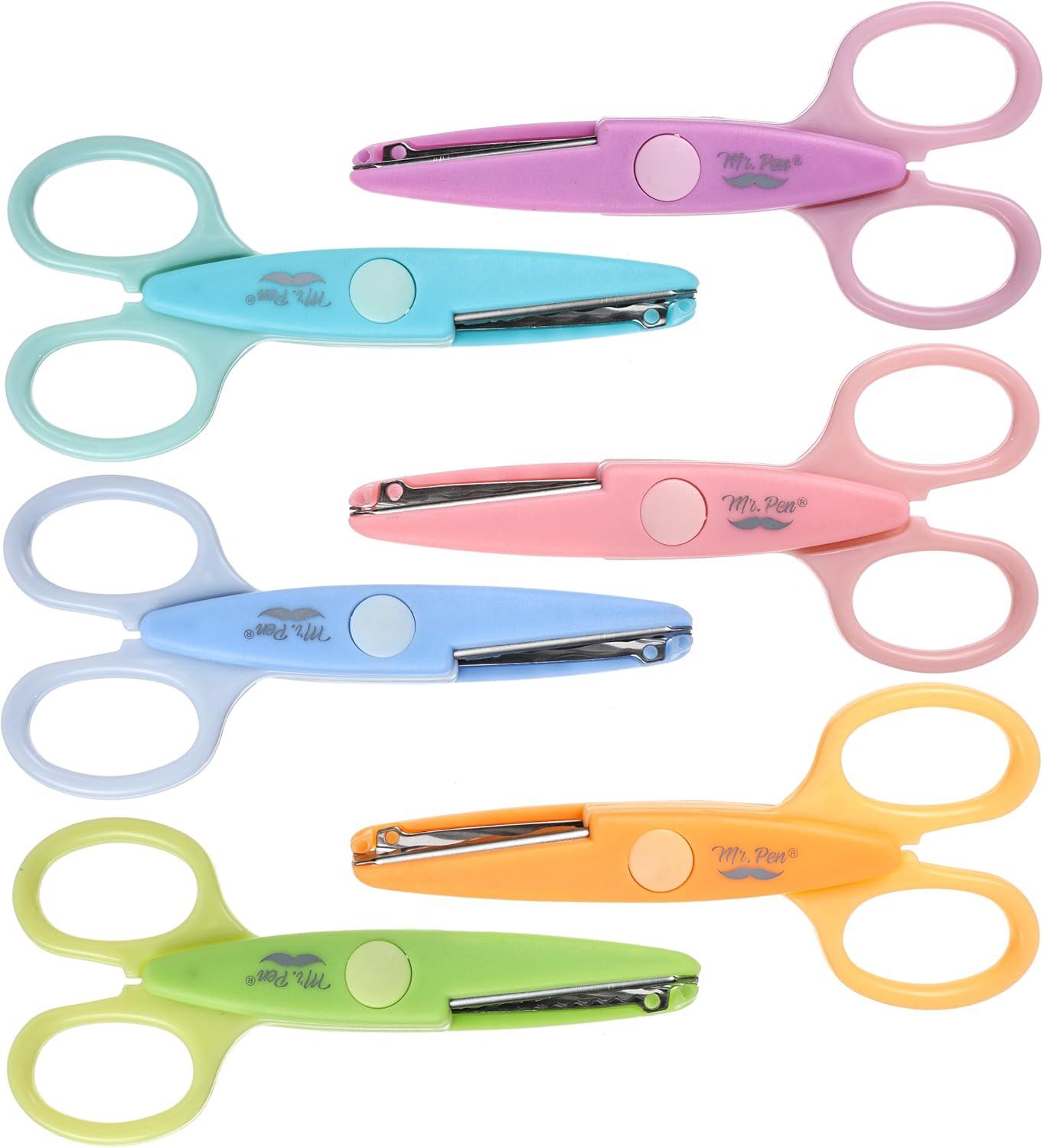 Springback Scissors Mr. Pen- Craft Scissors Decorative Edge, 6 Pack, Spring Colors, Zig Zag ...
