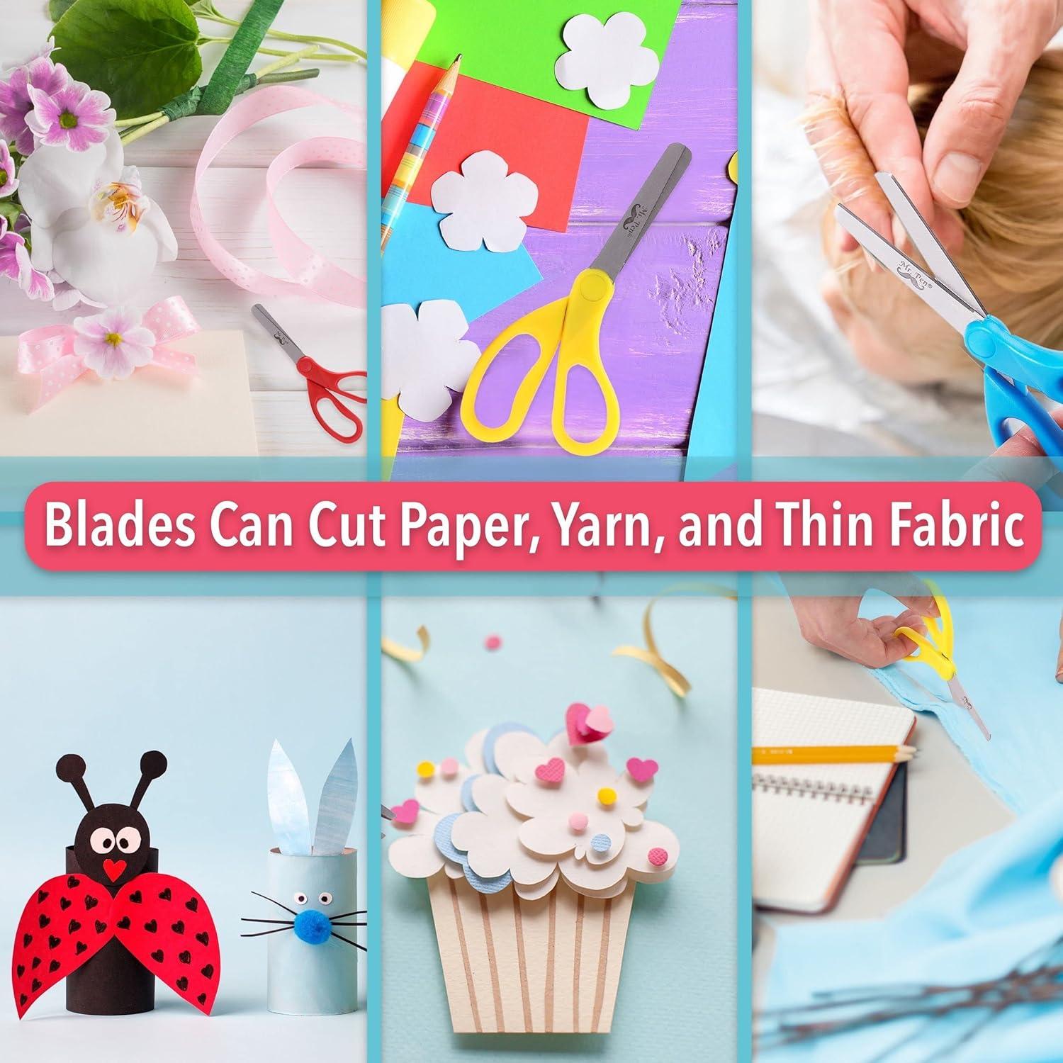 imageMr Pen Kids Scissors Bulk 5 Inch 24 Pack Bright Color Stainless Steel Blunt Tip ampamp Ergonomic Plastic HandleAssorted Colors