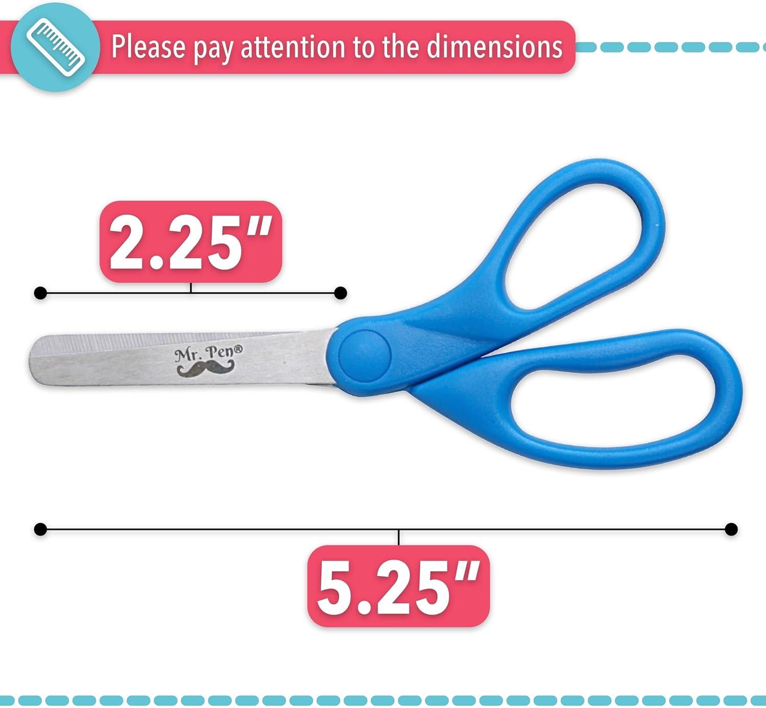 imageMr Pen Kids Scissors Bulk 5 Inch 24 Pack Bright Color Stainless Steel Blunt Tip ampamp Ergonomic Plastic HandleAssorted Colors