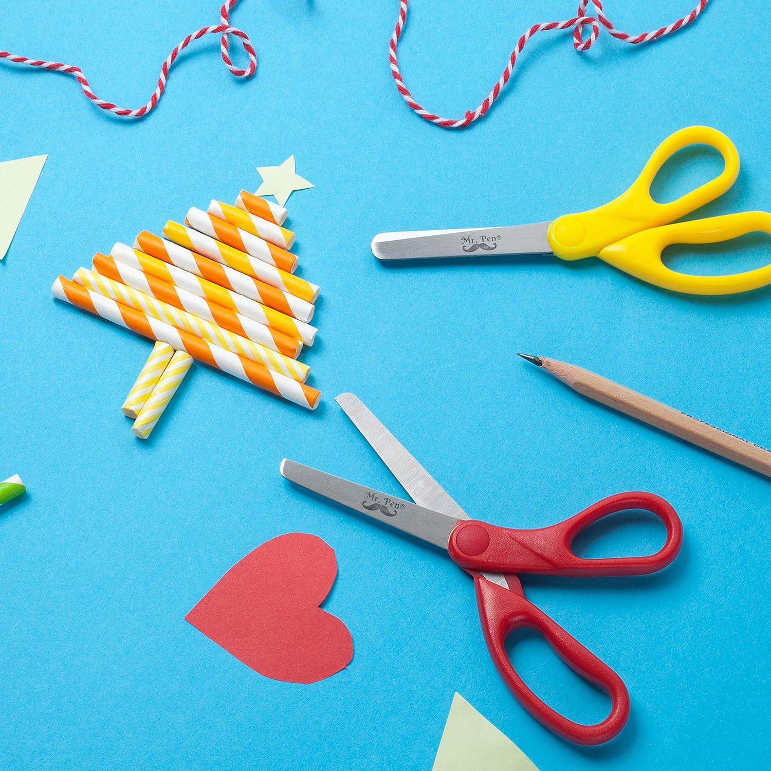 imageMr Pen Kids Scissors Bulk 5 Inch 24 Pack Bright Color Stainless Steel Blunt Tip ampamp Ergonomic Plastic HandleAssorted Colors