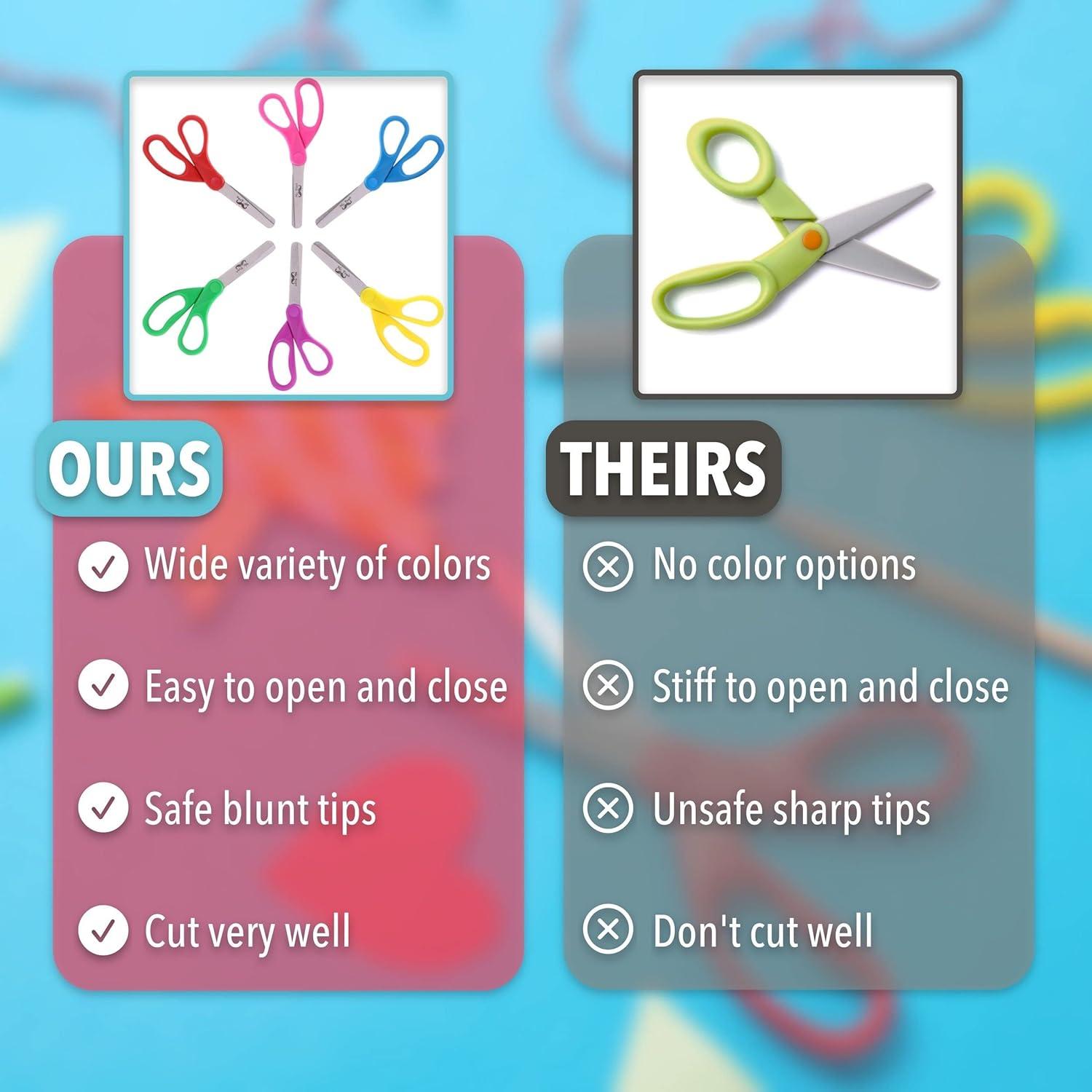 imageMr Pen Kids Scissors Bulk 5 Inch 24 Pack Bright Color Stainless Steel Blunt Tip ampamp Ergonomic Plastic HandleAssorted Colors