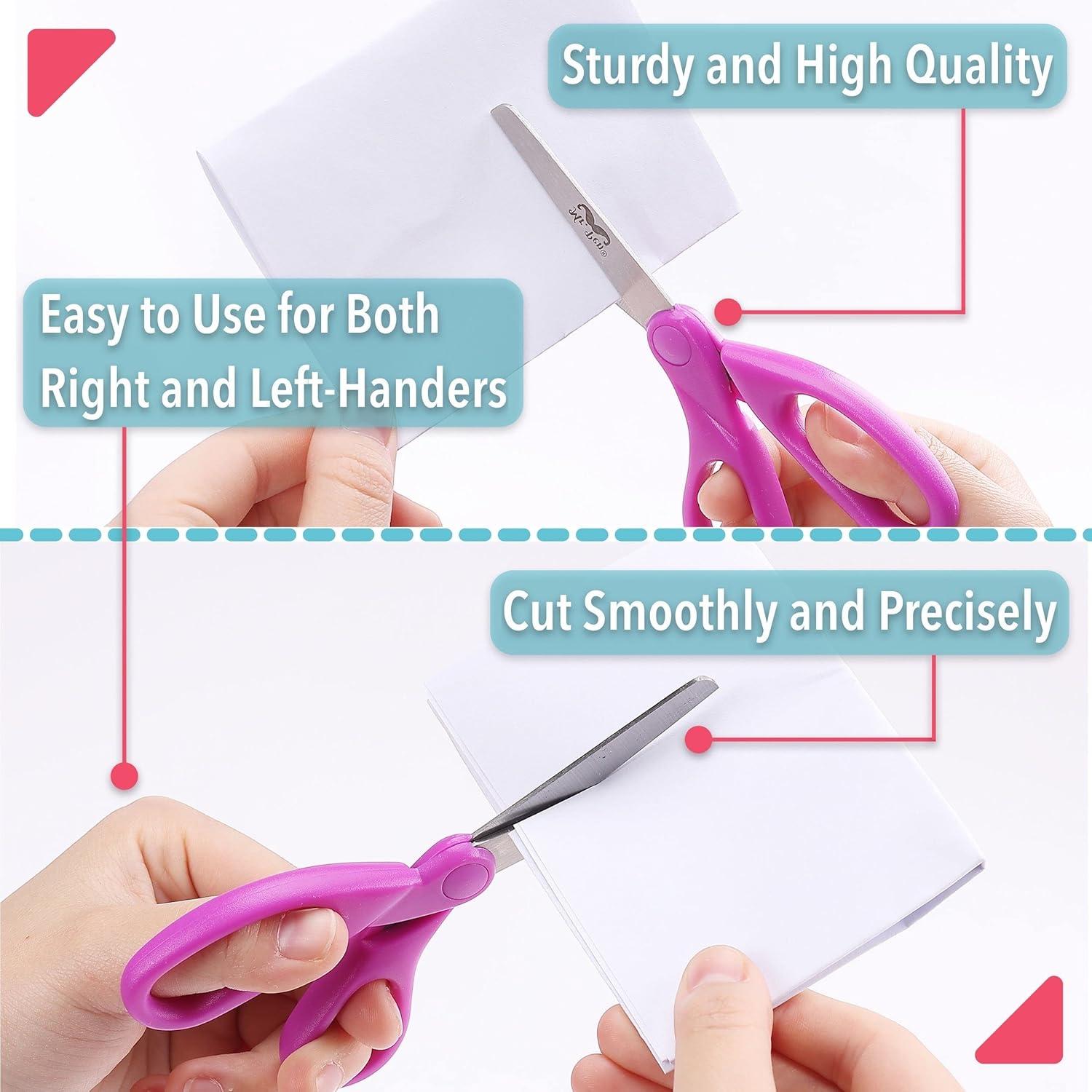 imageMr Pen Kids Scissors Bulk 5 Inch 24 Pack Bright Color Stainless Steel Blunt Tip ampamp Ergonomic Plastic HandleAssorted Colors