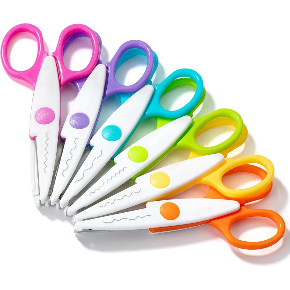 Springback Scissors Mr. Pen- Craft Scissors Decorative Edge, 6 Pack, Spring Colors, Zig Zag ...