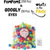 imageMr Pen  250 1 Inch Multicolor Faux Fur Pom Poms ampamp 50 Googly Eyes Craft Pom Poms for DIY Christmas Decor