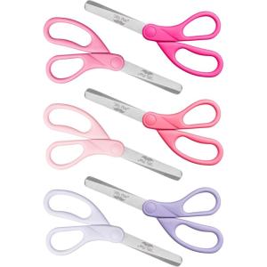 imageMr Pen Kids Scissors Bulk 5 Inch 24 Pack Bright Color Stainless Steel Blunt Tip ampamp Ergonomic Plastic HandleBlush Bloom