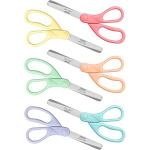 imageMr Pen Kids Scissors Bulk 5 Inch 24 Pack Bright Color Stainless Steel Blunt Tip ampamp Ergonomic Plastic HandlePastel Colors