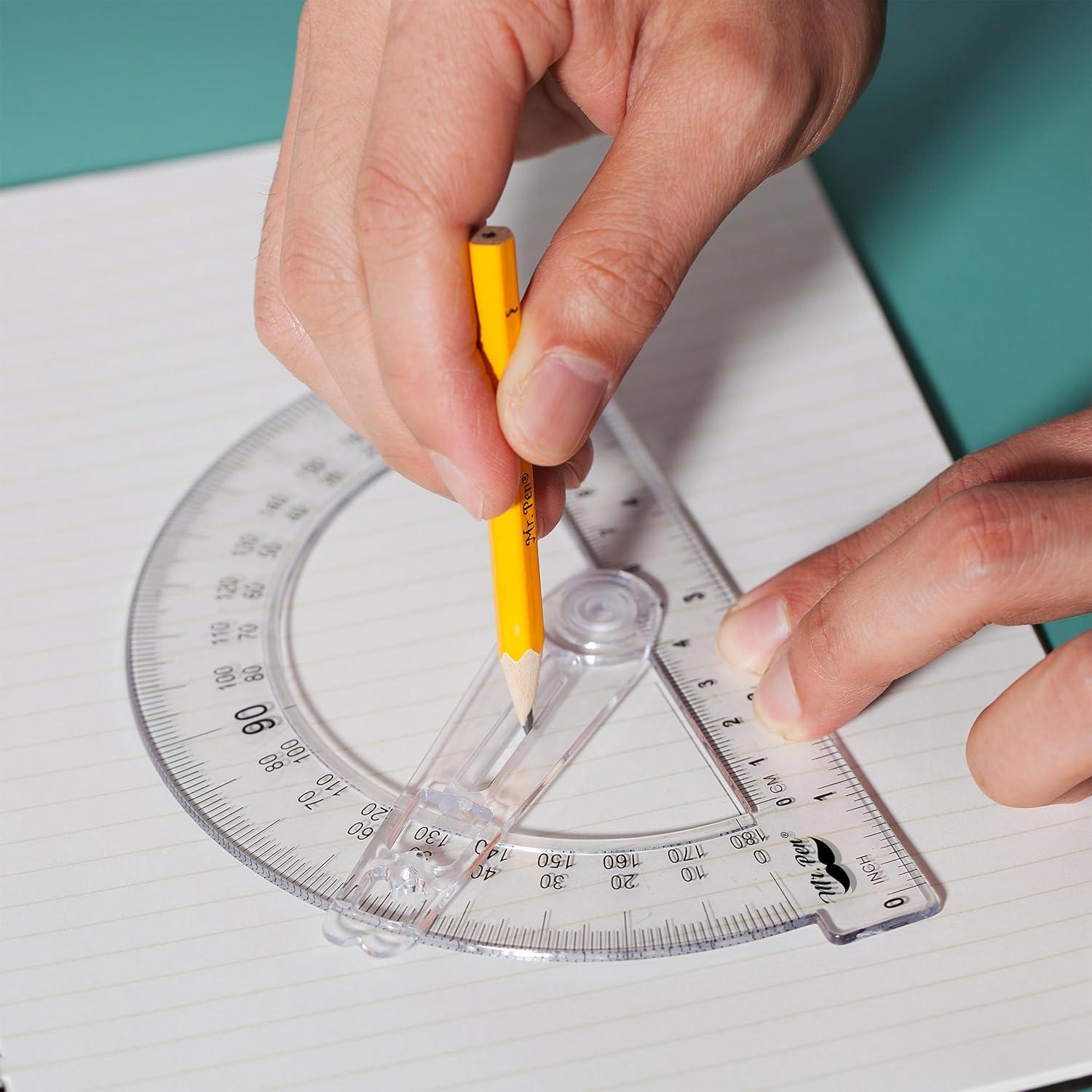 imageMr Pen Geometry Set 15 pcs Light Blue 6 Inch Swing Arm Protractor Divider Set Squares Ruler Compasses and ProtractorClassic Slate