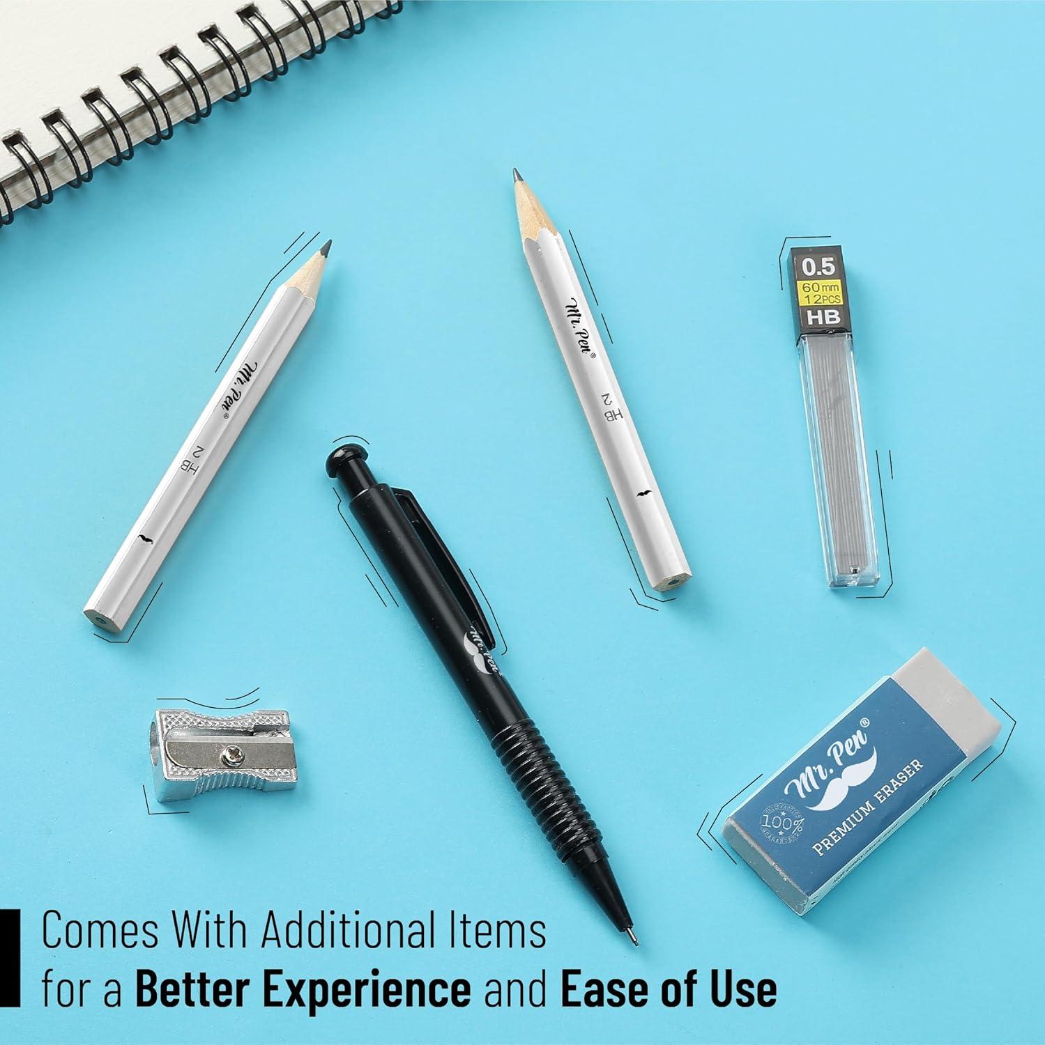 imageMr Pen Geometry Set 15 pcs Light Blue 6 Inch Swing Arm Protractor Divider Set Squares Ruler Compasses and ProtractorLight Grey