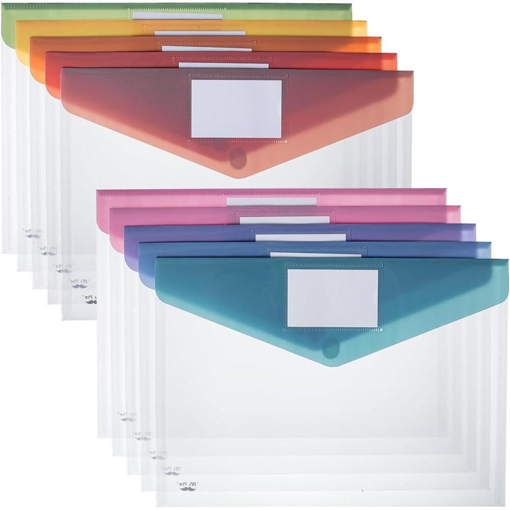 imageMr Pen Clear Plastic Envelopes 10 Pack A4 Letter Size Velvet Heat Clear Folders for Documents Plastic Envelopes for DocumentsMultiple Colors