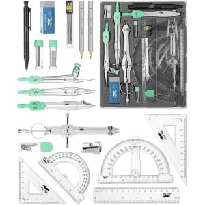 imageMr Pen Geometry Set 15 pcs Light Blue 6 Inch Swing Arm Protractor Divider Set Squares Ruler Compasses and ProtractorGreen
