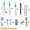 imageMr Pen Geometry Set 15 pcs Blue 6 Inch Swing Arm Protractor Divider Set Squares Ruler Compasses and ProtractorBlue