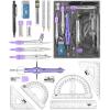 imageMr Pen Geometry Set 15 pcs Blue 6 Inch Swing Arm Protractor Divider Set Squares Ruler Compasses and ProtractorPurple