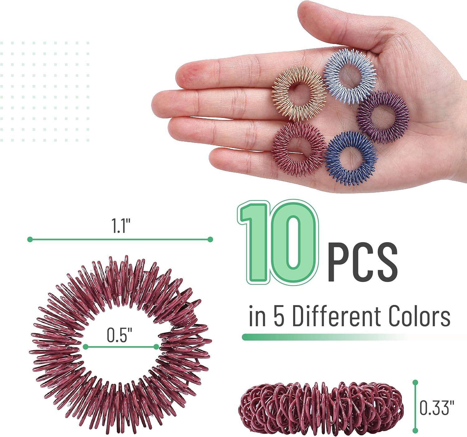 Mr. Pen- Spiky Sensory Rings, 10 Pack, Vintage Colors, Stress Relief ...