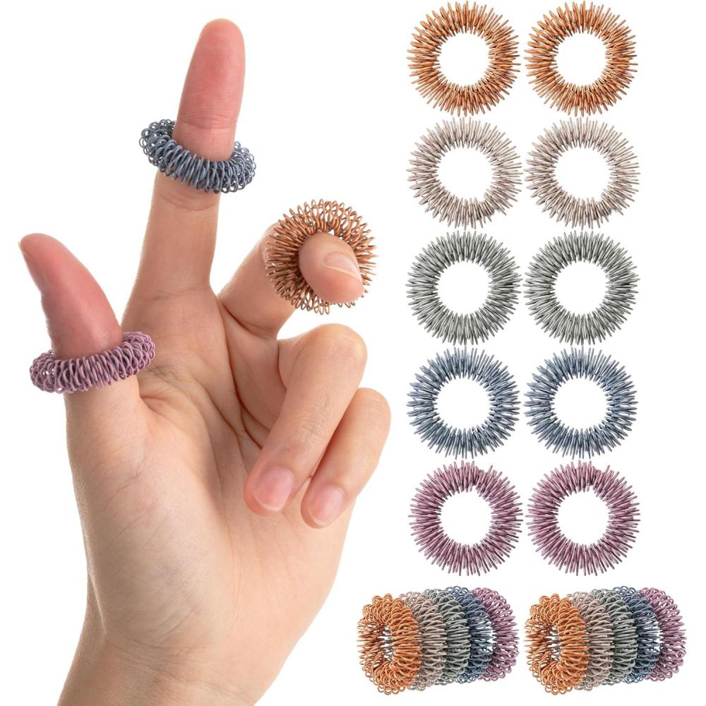 Mr. Pen- Spiky Sensory Rings, 10 Pack, Vintage Colors, Stress Relief ...