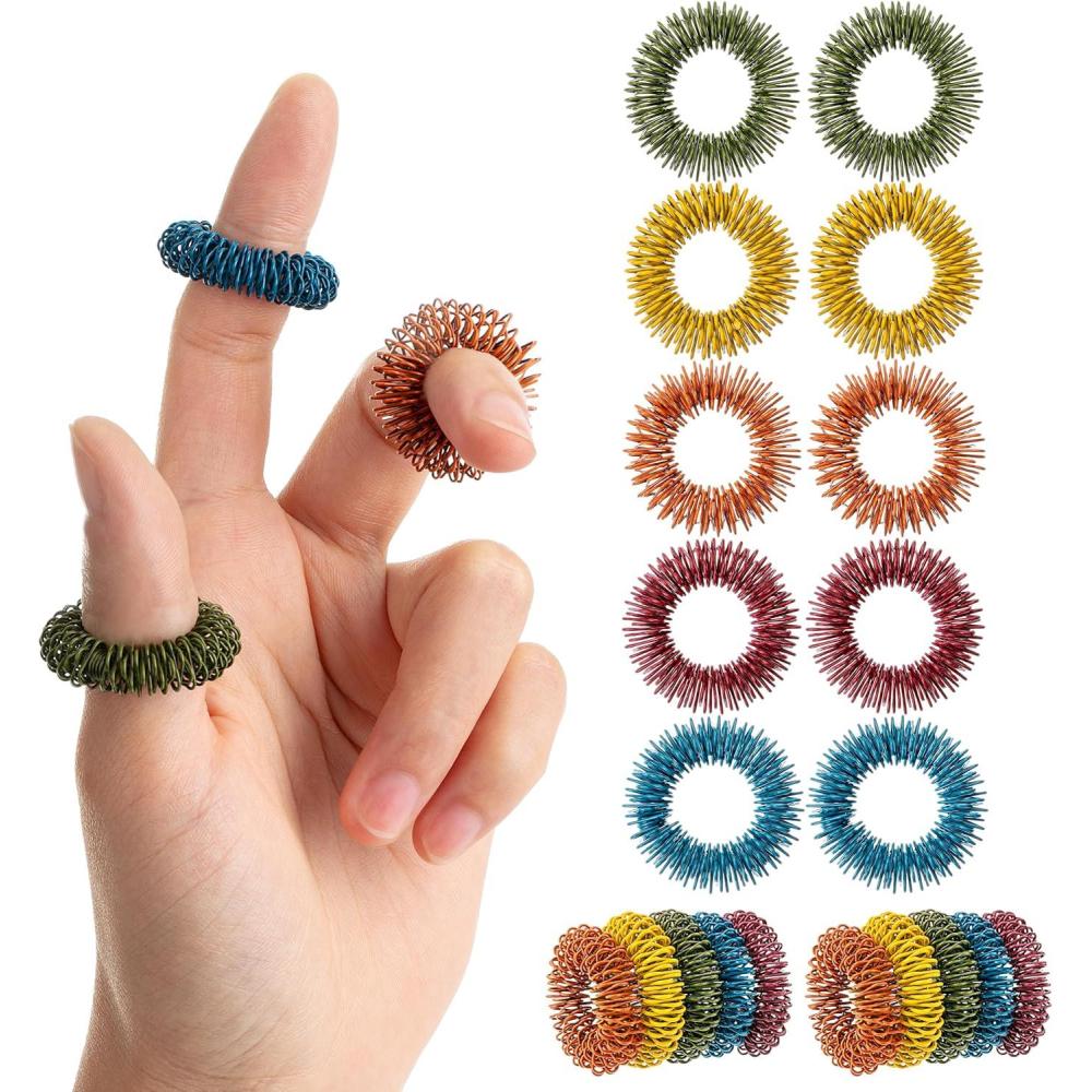 Mr. Pen- Spiky Sensory Rings, 10 Pack, Vintage Colors, Stress Relief ...