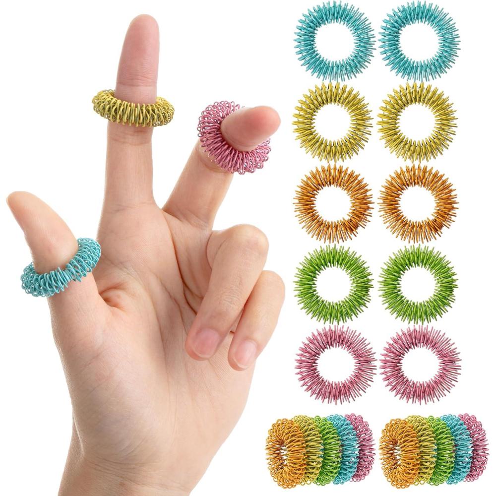 Visual Picture Rings Autism Mr. Pen- Spiky Sensory Rings, 10 Pack, Vintage Colors, Stress Relief ...