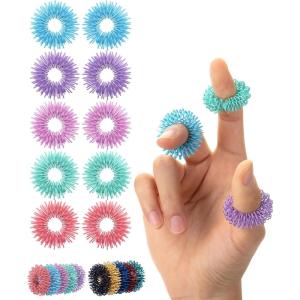 imageMr Pen Spiky Sensory Rings 10 Pack Vintage Colors Stress Relief Fidget Sensory Toys Fidget Rings Fidget Ring for Anxiety Stress Relief Rings Massager for Fidget ADHD Autism Sensory RingPastel