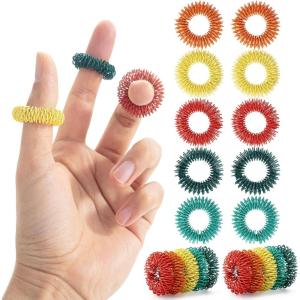 imageMr Pen Spiky Sensory Rings 10 Pack Vintage Colors Stress Relief Fidget Sensory Toys Fidget Rings Fidget Ring for Anxiety Stress Relief Rings Massager for Fidget ADHD Autism Sensory RingVibrant