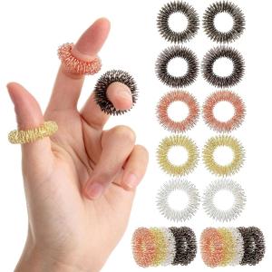 imageMr Pen Spiky Sensory Rings 10 Pack Vintage Colors Stress Relief Fidget Sensory Toys Fidget Rings Fidget Ring for Anxiety Stress Relief Rings Massager for Fidget ADHD Autism Sensory RingMetallic Mix