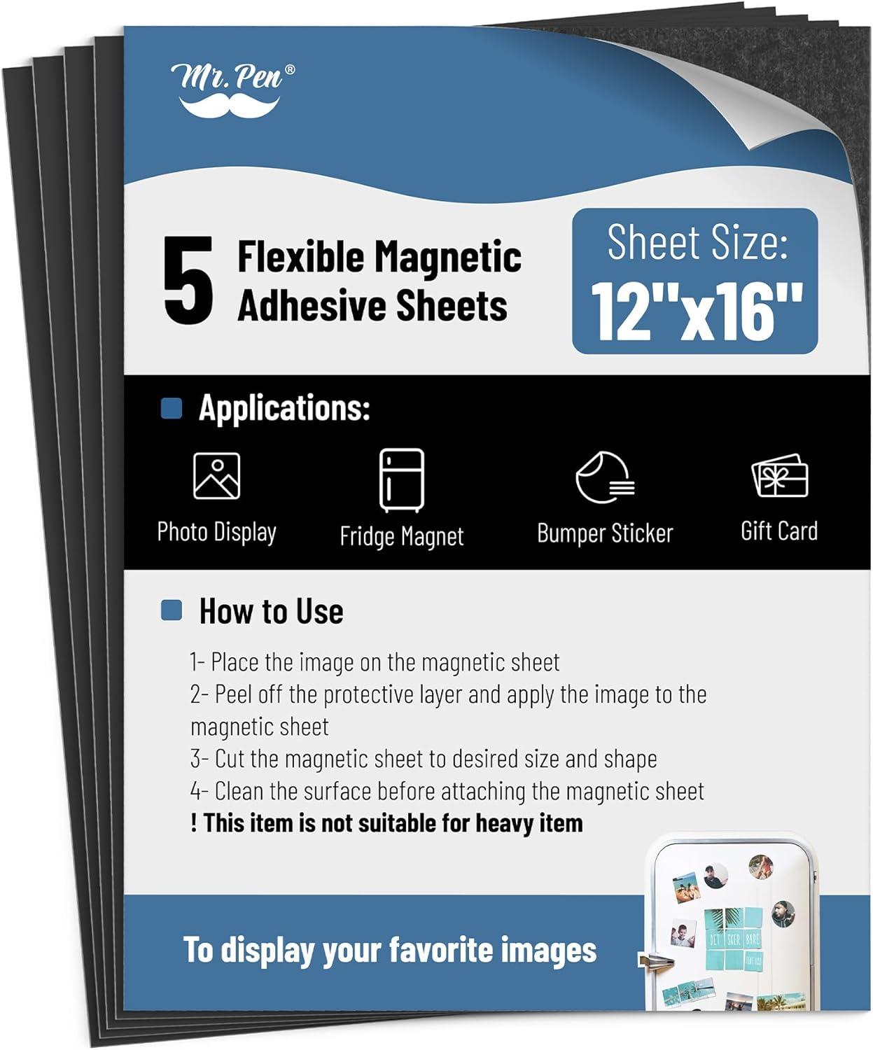 imageMr Pen Flexible Magnetic Sheets with Adhesive Backing 8quot x 10quot 30 Pack Magnet Sheets with Adhesive12 x 16