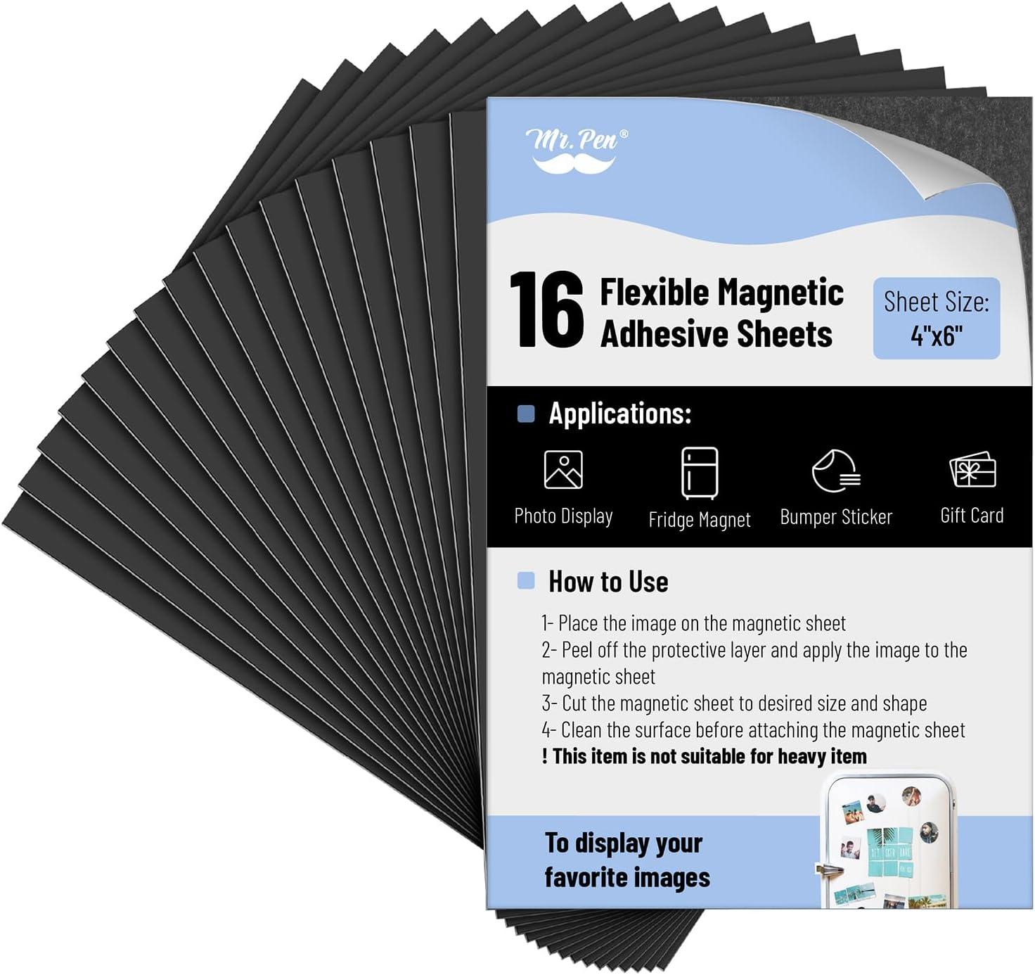 imageMr Pen Flexible Magnetic Sheets with Adhesive Backing 8quot x 10quot 30 Pack Magnet Sheets with Adhesive4 x 6