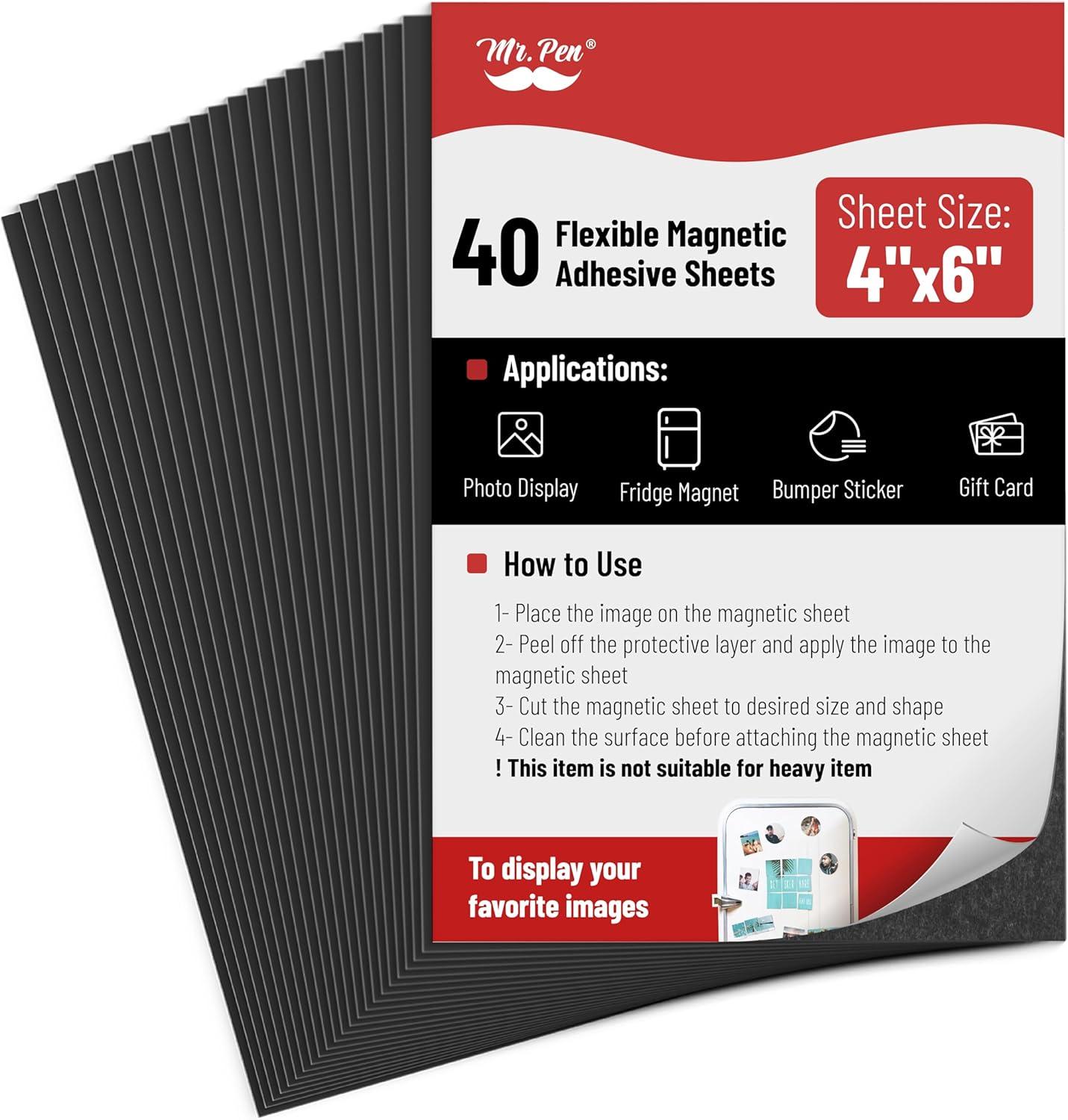 imageMr Pen Flexible Magnetic Sheets with Adhesive Backing 8quot x 10quot 30 Pack Magnet Sheets with Adhesive4 x 6