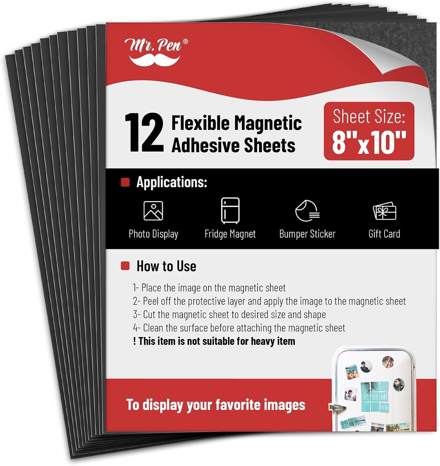 imageMr Pen Flexible Magnetic Sheets with Adhesive Backing 8quot x 10quot 30 Pack Magnet Sheets with Adhesive8 x 10