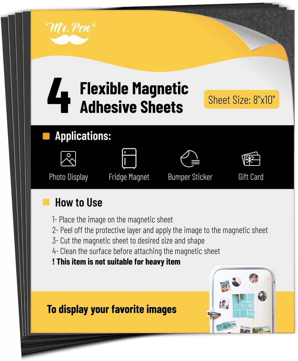 imageMr Pen Flexible Magnetic Sheets with Adhesive Backing 8quot x 10quot 30 Pack Magnet Sheets with Adhesive8 x 10