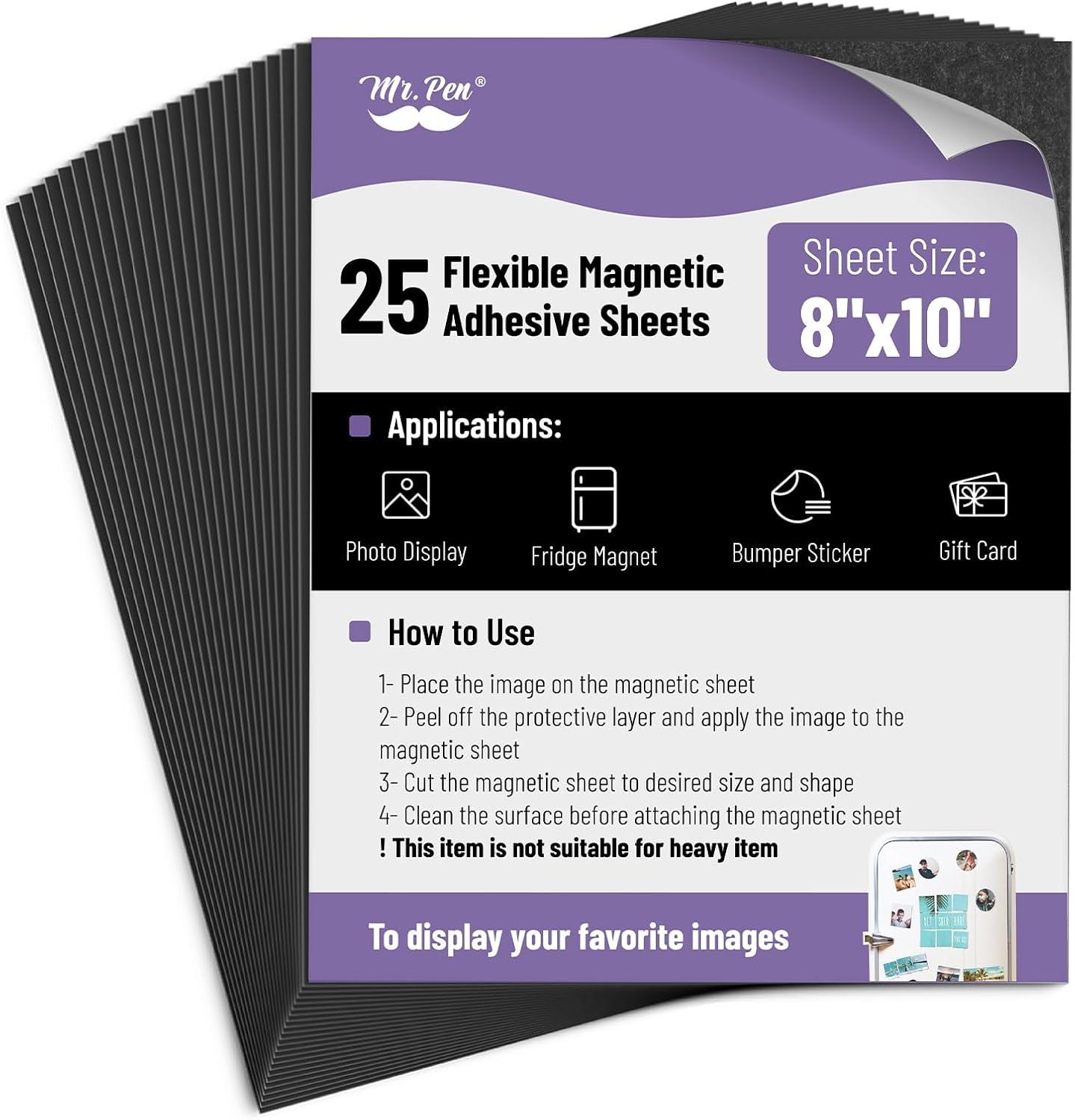 imageMr Pen Flexible Magnetic Sheets with Adhesive Backing 8quot x 10quot 30 Pack Magnet Sheets with Adhesive8 x 10