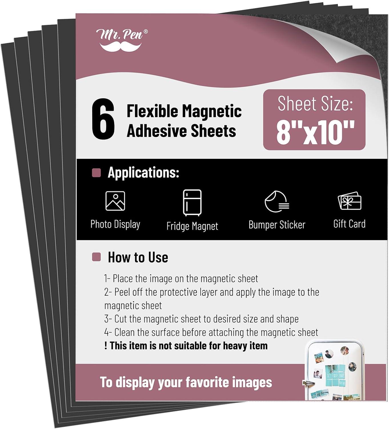 imageMr Pen Flexible Magnetic Sheets with Adhesive Backing 8quot x 10quot 30 Pack Magnet Sheets with Adhesive8 x 10