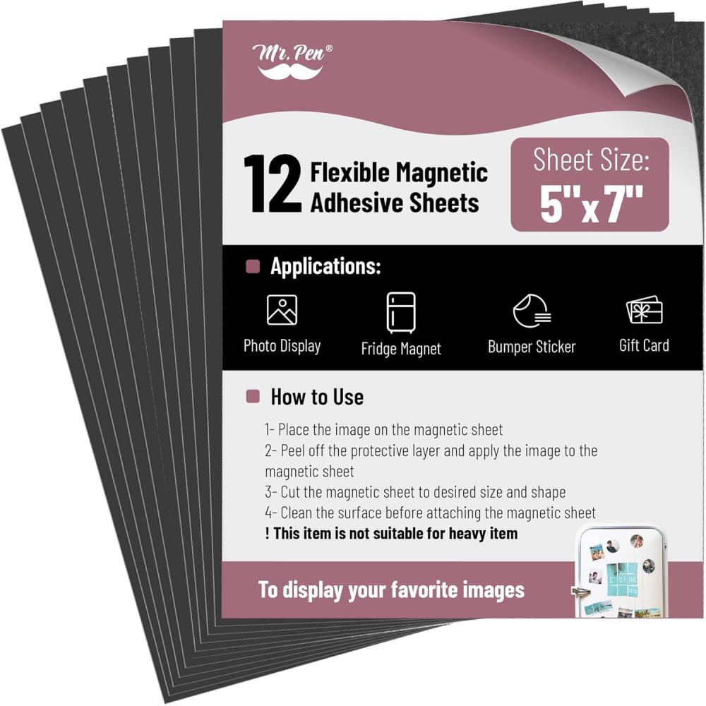 imageMr Pen Flexible Magnetic Sheets with Adhesive Backing 8quot x 10quot 30 Pack Magnet Sheets with Adhesive5 x 7