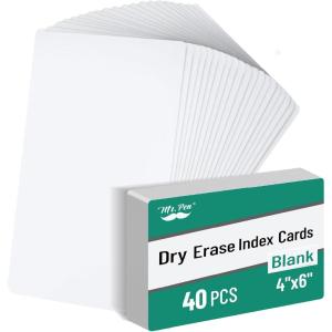 image:imageMr Pen Dry Erase Index Cards 4 x 6 40 pcs White Large Laminated Whiteboard Cards for School Work Housework Erasable Flashcards