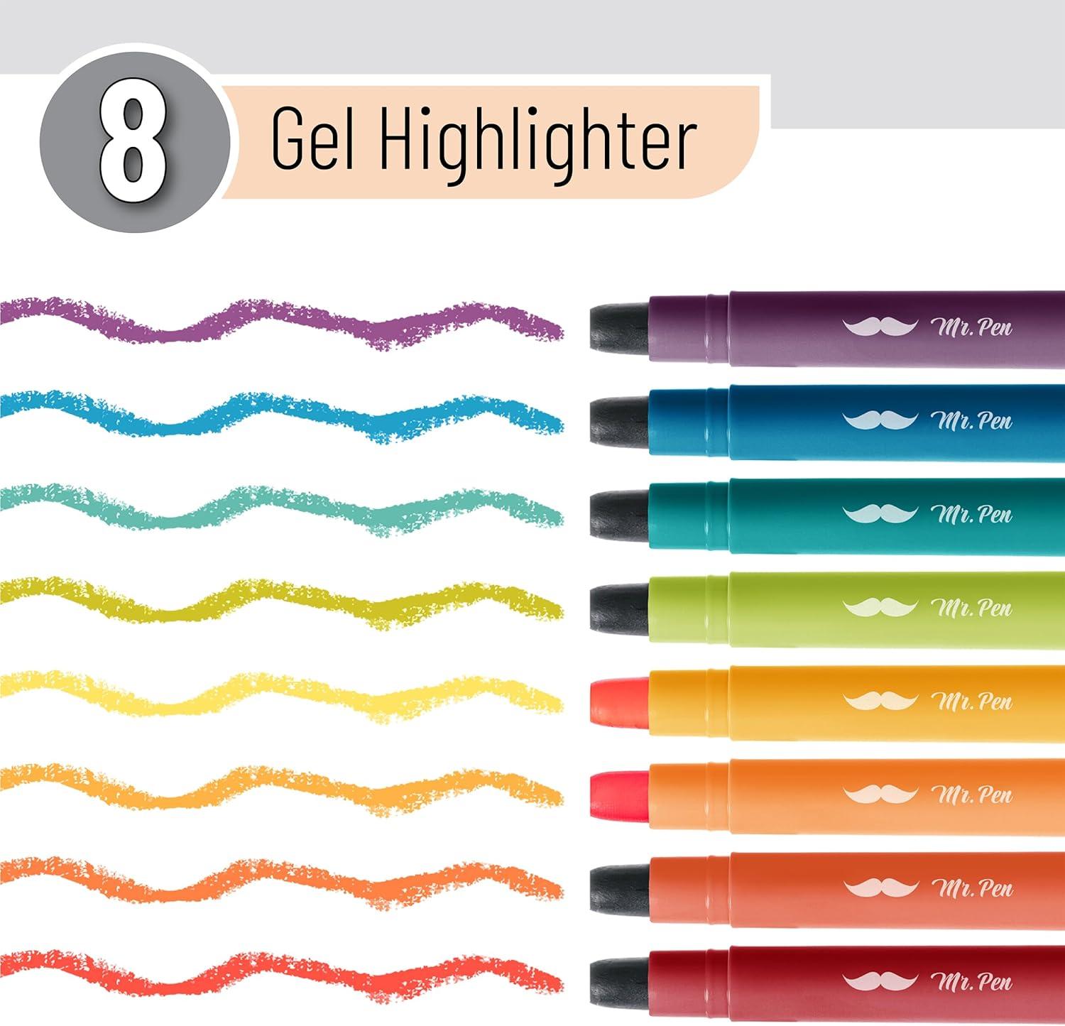image:imageMr Pen Gel Highlighters 8 Pack Assorted Colors No Bleed Bible Markers