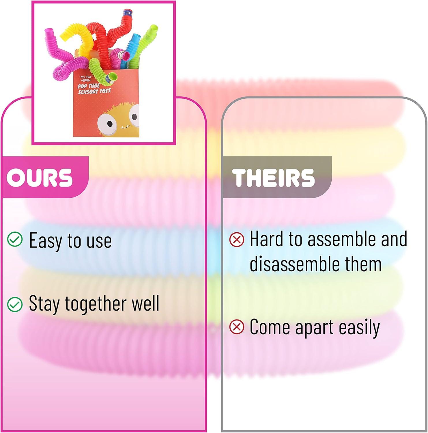 image:imageMr Pen Pop Tubes Sensory Toys 6 Pack Large Pop Tubes