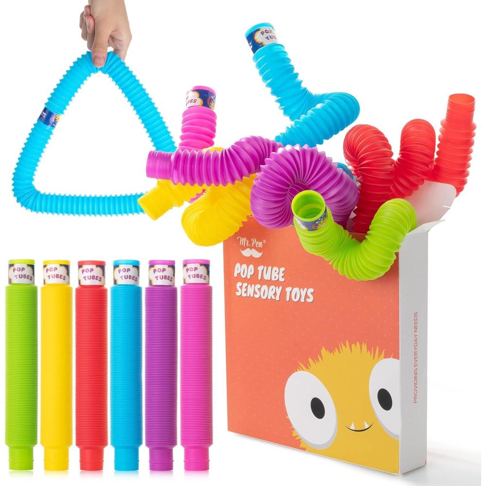 image:imageMr Pen Pop Tubes Sensory Toys 6 Pack Large Pop Tubes