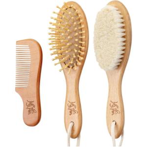 image:imageMs Pen Baby Brush and Comb Set 3Pcs Wooden Baby Hair Brush Cradle Cap Brush Baby Brush Set for Newborns Infant Hair Brush Baby Comb and Brush Set Newborn Hair Brush Baby Brushes for Hair
