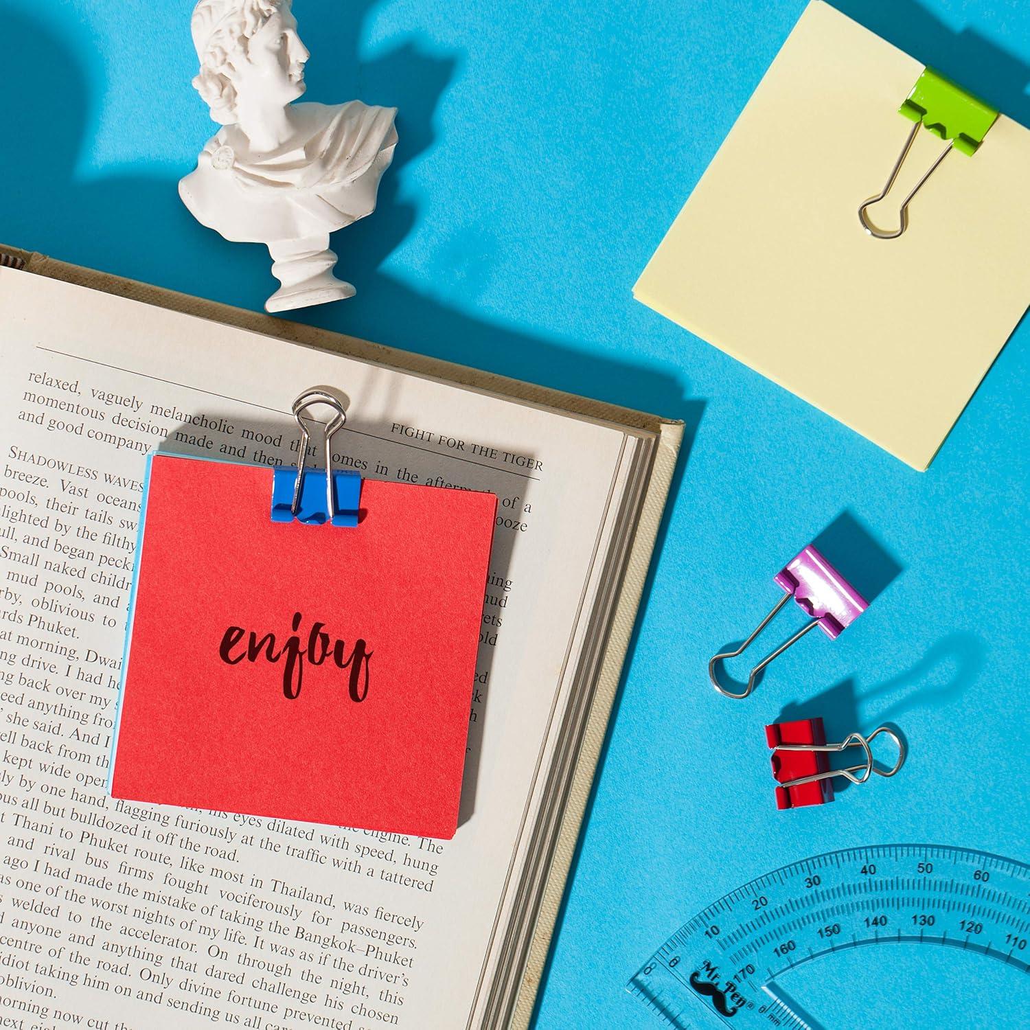 image:imageMr Pen Colored Binder Clips  075 34 inch 100 Pack  Colorful Binder Clips in Small Size  Office Supplies