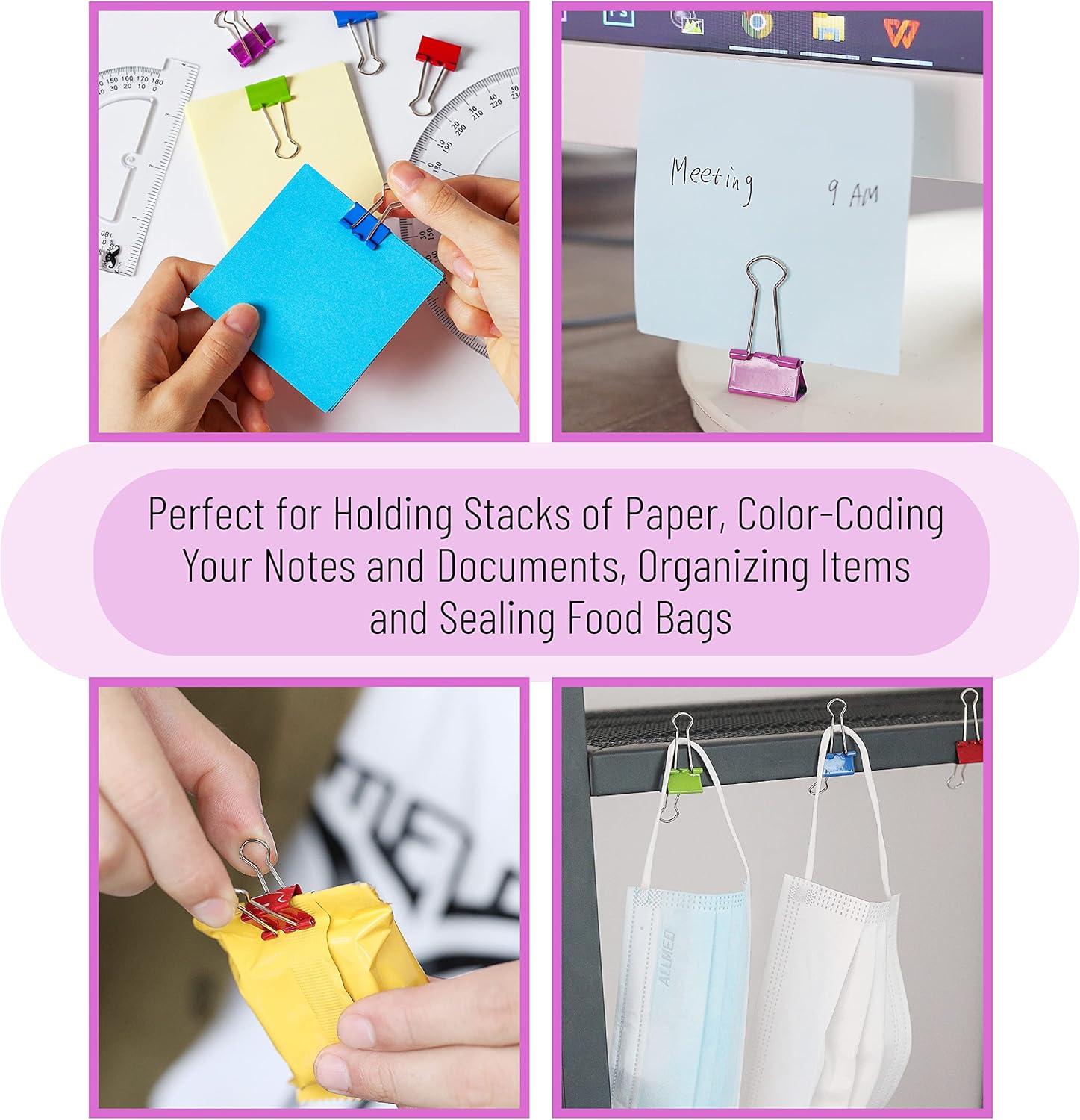 image:imageMr Pen Colored Binder Clips  075 34 inch 100 Pack  Colorful Binder Clips in Small Size  Office Supplies