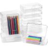 image:imageMr Pen Clear Pencil Boxes 2 Pack BlackGray SnapTight Lid Plastic Pencil Box Organizer 79x45x24Clear